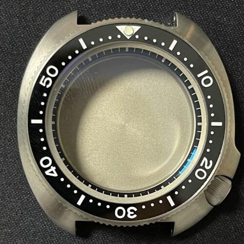 Titanium 45.2mm Turtle 6015 Watch Case Ceramic Insert Sapphire Glass 200M Waterproof Suitable for SKX007/009 NH35/NH36 Movement