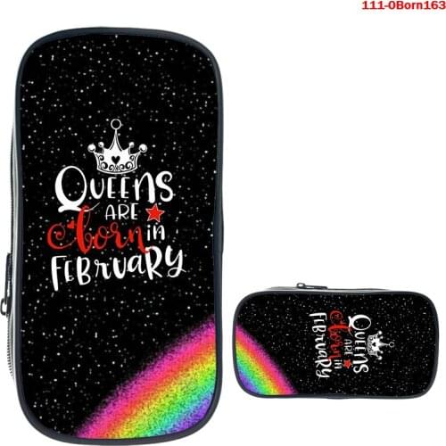 Queen Are Born In 3D Print Girls Pencil Case Women Portable Pen Bag Children School Organizer Wallets Makup Bag Cute Purses Bag