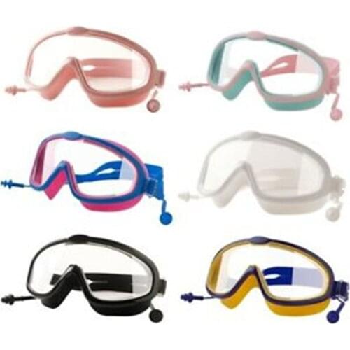 Kids Swim Goggles Anti-fog Uv Protection Clear Wide Vision Swim Glasses With Earplug Outdoor Swimming Accessories For Children