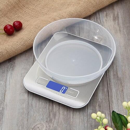 Electronic Kitchen Scale Measuring Tool Digital Multifunctional Stainless Steel Easy Clean Anti-Slip Device 5kg / 11lbs