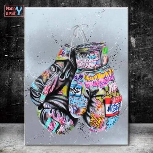 Graffiti Canvas Painting Street Style Art Posters and Prints Wall Art Boxing Gloves Picture for Living Room Home Decoration