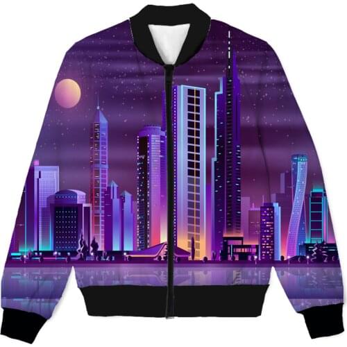 REAL American SIZE illuminated skyline3D Sublimation print boomer Zipper Up Jacket plus size 4XL 5XL 6XL