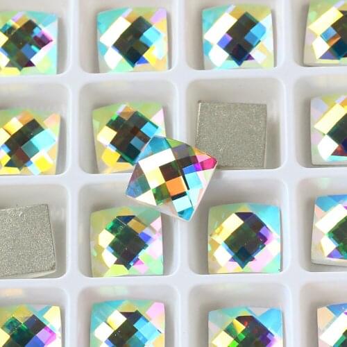 Square Crystal 6mm 8mm 10mm 12mm 3D Designs Glass Nail Decorations Rhinestones For DIY Nail Art flat-bottomed Stones Decorations