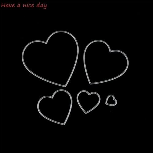 5pcs heart shape DIY Metal Embossing Cut dies Stencil Craft Cards Multi-layers Geometric Polygon Album Book Scrapbooking Dies