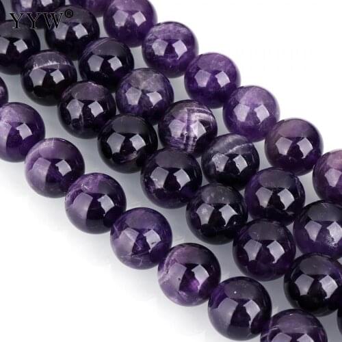 Natural Purple Stone Beads For Jewelry Making DIY Bracelets Necklace Round 14mm Amethys Beads Strand 15inch Women Jewelry
