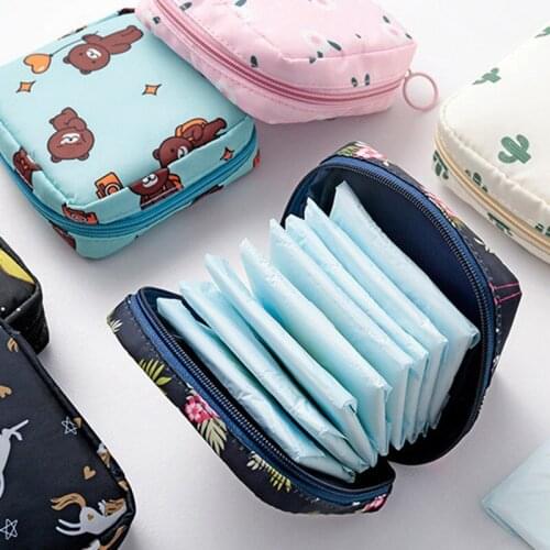 New Ins Wind Cartoon Sanitary Napkin Bag Portable Large-capacity Aunt Towel Storage Bag Cute Animal Storage Bag