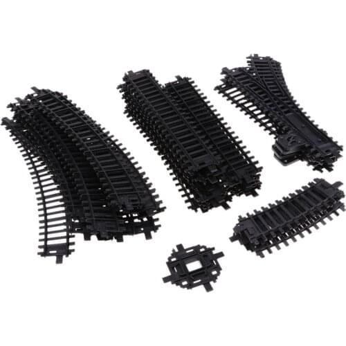 41Pcs 1/87 HO Plastic Model Train Tracks Straight+Right Switch+Oval for Kids