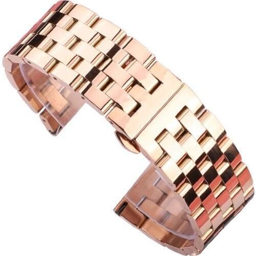 22mm Silver Mesh Stainless Steel Watchband Butterfly Buckle Men Women Watches Strap Fashion Watch Replacement Bracelet