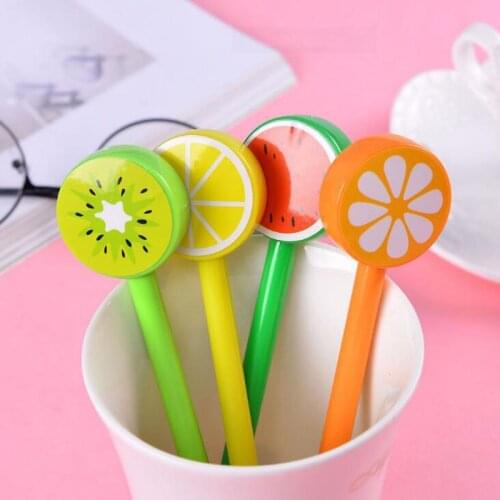 4pc Cute Fruit Gel Pen Watermelon Lemon Lollipops Kawaii Pen Black Korea Stationery For Students Office For School Supplies
