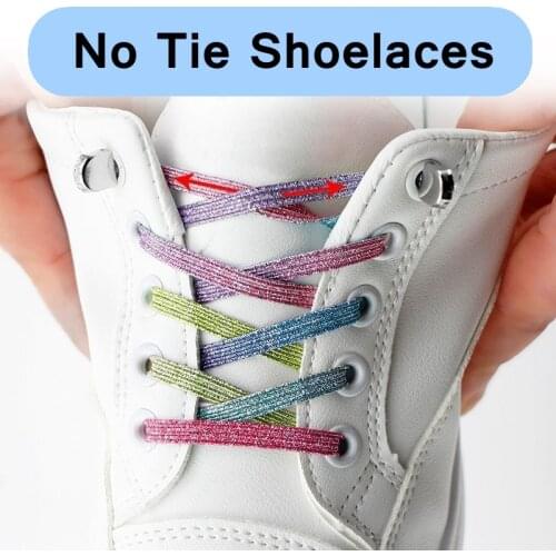 New Elastic Locking Shoelace Candy color No Tie Shoe laces Sneakers Quick Safety Flats Shoelace Kids and Adult Unisex Lazy laces