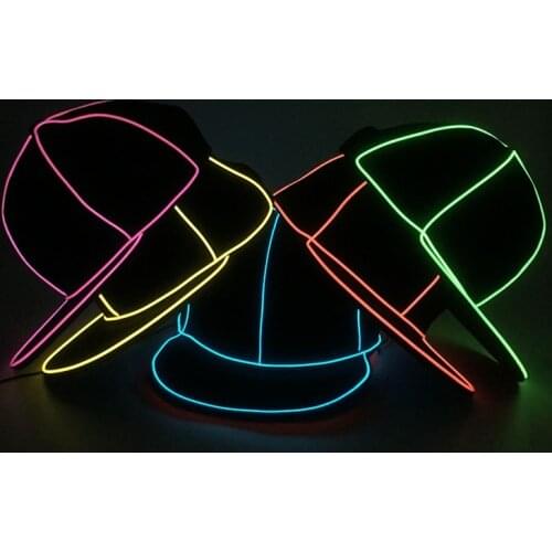 Glowing Hip-Hop Cap Street Dance Dress Fashion EL Wire Cap Performance Prop Music Festival DJ Party Supplies