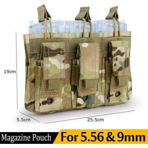 Tactical Molle Single/Double/Triple Magazine Pouch Open Top Gun 5.56mm 9mm Pistol Rifle Mag Carrier Bag for Glock M4 AR 15 M16