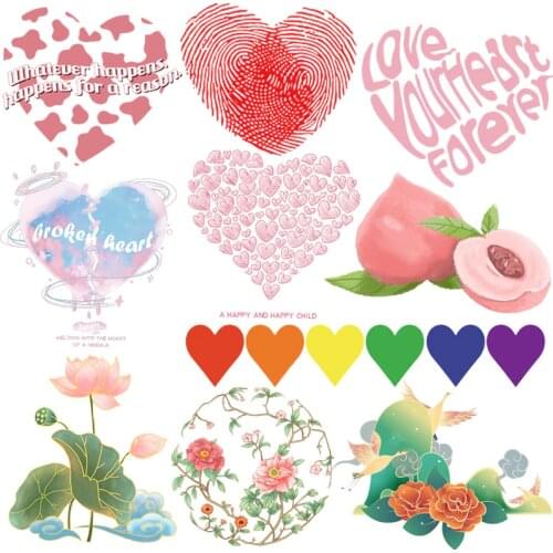 Cartoon Heart Patch Iron-on Transfers For Clothing Thermoadhesive Patches DIY Thermal Patches For Clothes Heat Transfer Stickers