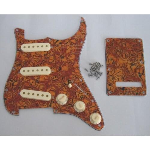 Tiger Stripe ST SSS Pickguard with Aged White Pickup Covers Knobs Tip