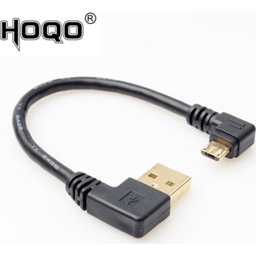 High quality 15cm short 90 degree Left angle USB Type A male to Micro USB Male Right angle data charge cable cord