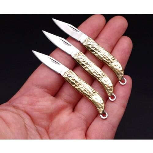 High Quality Portable Stainless steel mini folding peanut knife ladies self-defense fruit knife keychain