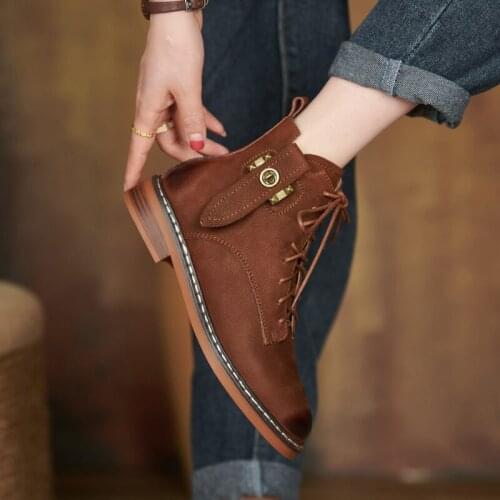 2021 Winter retro Women Boots Ankle Boots Zipper Round Toe Chunky Heel Chelsea boots Womens Shoes Grown Genuine Leather