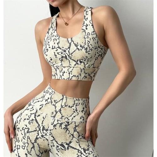 WOMENGAGA Snakeskin Running Shockproof Gathered Shape Vest Tank Tops Women Korean Summer TopsGirl Workout Tops HTZ5