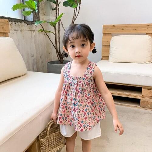Baby Girls Suspender Vest Floral Cotton Summer Thin Vest Girls Children Clothes