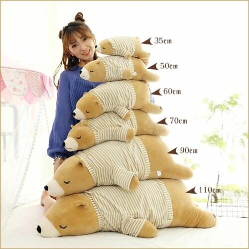 1pc 35-110CM Polar Bear Plush Doll Baby Soft Stuffed Wearable Sleeping Bear Pillow Animal Plush Toy Kids Gifts