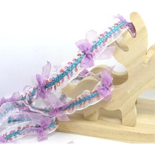 1 Yard 1 5/8 Inches Embroidered Rose Bud|Mauve|Colorful Flower Ribbon Trim|Scrapbook|Doll Lace|Quilt|Sewing Couture|Supplies