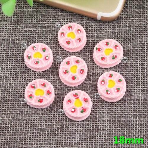 10pcs 18mm Fashion DIY resin birthday cake charms kawaii cabochon sticker simulated fake food craft decoration jewelry making