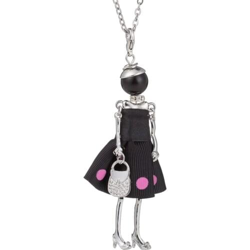 2017 Dance Doll Necklaces&Pendants Women Fashion Lovely Girl Wear Dress Bag Charms Collar Jewelry Classic Long Chain Necklace