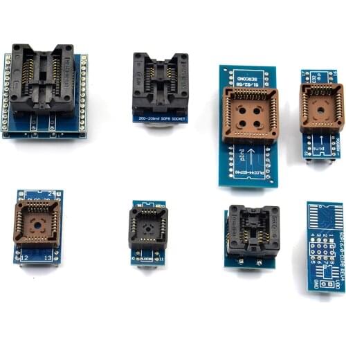 2018 8 PCS Programmer Adapters Socket Kit SOP8+SOP16 +PLCC32 +PLCC44 Adapter for TL866CS TL866A RT809H Programmer