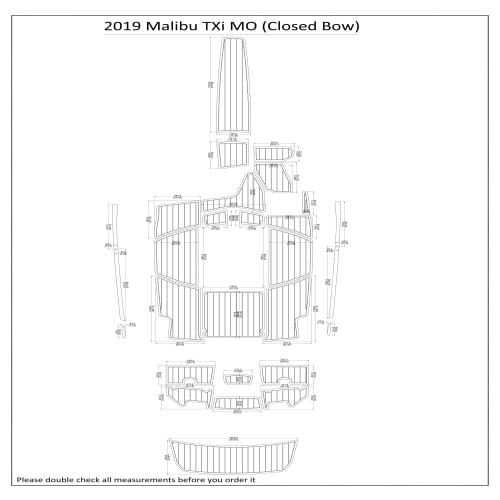 2019 Malibu TXi MO Closed Bow Swim Step & Cockpit Pad Boat EVA Teak Decking 1/4" 6mm