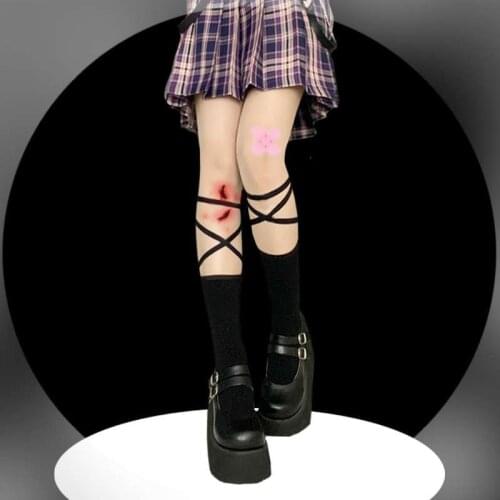 2021 Dark girl cross strap calf socks Lolita Japan jk uniform socks academy lace-up girls stockings Girl Cosplay Sweet Lolita