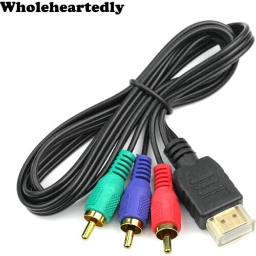 Promotion !! 1080p HDMI To 3 RCA Cable 1M 3 ft Video Audio HDMI VGA AV Component Cord Line Convert Adapter For HDTV High Quality