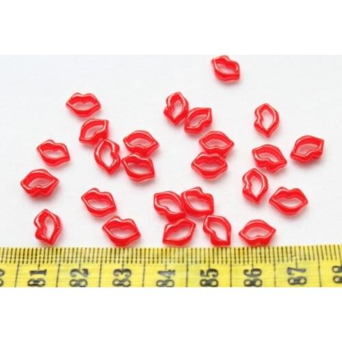 300pcs Resin miniature Flatback nail art lips Cell phone decor, hair accessory supply, embellishment, DIY red