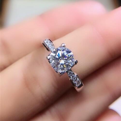 925 Sterling Silver 1 Carat Excellent Cut Diamond Test Passed D Color Moissanite Cow Head Ring Silver 925 Jewelry Wedding Gift