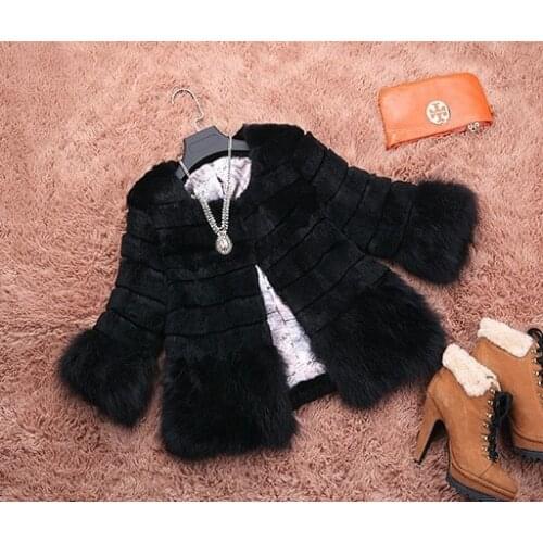 Free Shipping New genuine real natural full pelt Rabbit Fur Coat With Raccoon Fur hem Women Winter fashion whole skin jacket