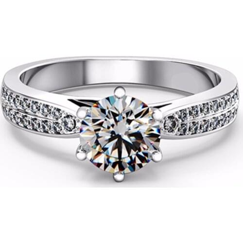 Brilliant 1CT D Color Moissanite Engagement Ring for Women 14K White Gold Diamond Ring Quality Guarantee