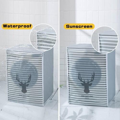 Washing Machine Cover Cute Sunscreen Waterproof Dustproof Washer Dryer Cover for 9-10kg Front-Loading Machine Accessories