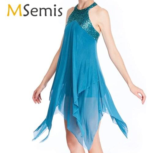 Kids Girls Ballroom Dress Lyrical Ballroom Halter Sequins Criss Cross Gymnastics Leotard for Girls Dress for Modern Contemporary
