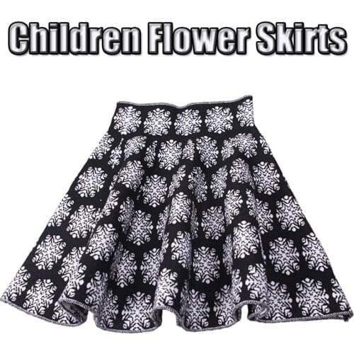 Girl Child Clothing Knitting Skirt Girls Skirts Princess Skirts Tutu Black White Flowers Kids Skirts