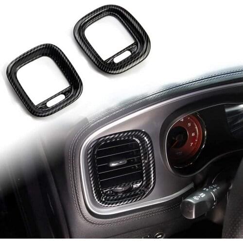 Crosselec Carbon Fiber Air Vent Cover AC Outlet Trim kit For Dodge Charger 2015