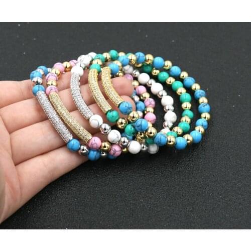 Minimalism Inlay Micro CZ Gold Bracelet Men Women Stainless Steel Stone Chakra Yoga Bracelets For Couples Jewelry Bileklik