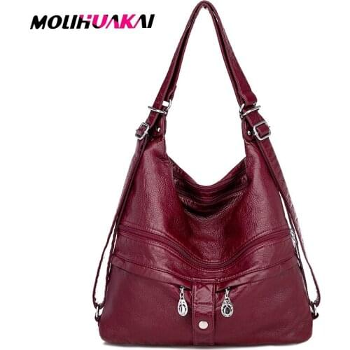 Molihuaki Leather Luxury Handbags women bags designer Multifunction Shoulder Bags for Women 2020 New Travel Back Pack