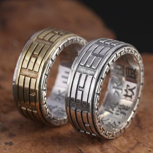 925 accessories Thai silver restoring ancient ways gossip rings of gold and silver double color transfer ring male money
