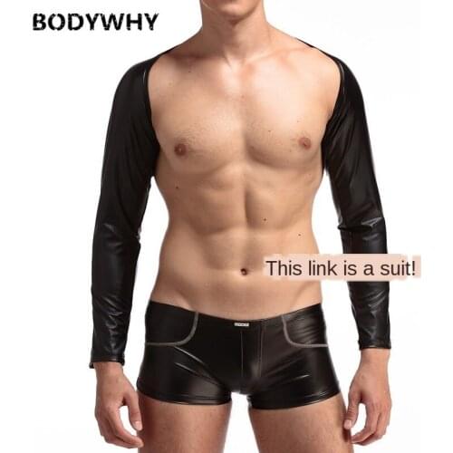 Mens Underwear Pants Suit Sleeves Tight Arm Sheath Exercise Long Sleeves Stage Catwalk