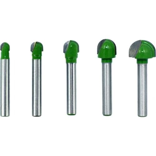 5Pcs 6Mm Shank Ball Nose Router Bits Set End Mill Round Cove Box Solid Carbide CNC Radius Core Milling Bit