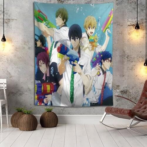 Free Swim Club Wall Hanging Tapestry Home Party Decorative Tapestries Photo Background Cloth Table Cloth Wall Tapestry
