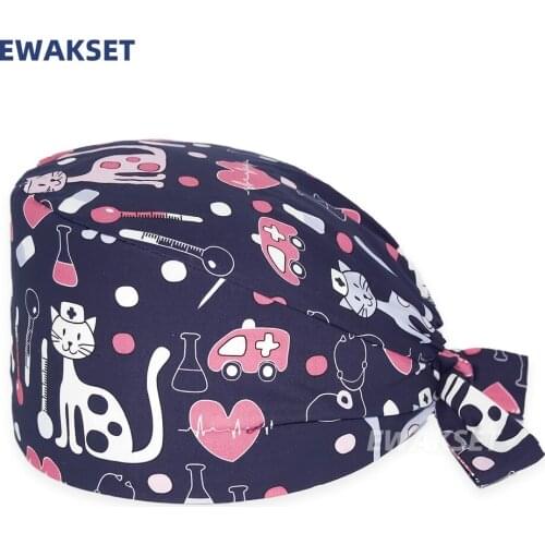 New Working Surgicals Cap Medical Printed Cotton Nursing Hats Doctors Nurse Clinic Vet Beauty Salon Accessories Scrub Hat