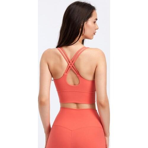 2021 New Sports Underwear Womens Nude Feeling Top Fitness Sports Bra Gym No Steel Ring Underwear Removable Chest Pad