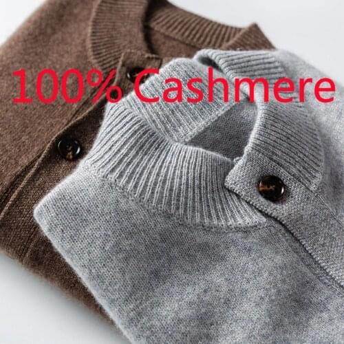 New High Quality Autumn Winter 100% Pure Cashmere Thick Cardigan Sweater Single Breasted Computer Knitted Casual Coat Size M-3XL
