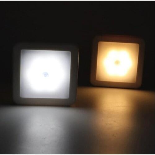 New Battery Powered 6 LED Square Motion Sensor Night Lights PIR Induction Under Cabinet Light Closet Lamp for Stairs Kitchen