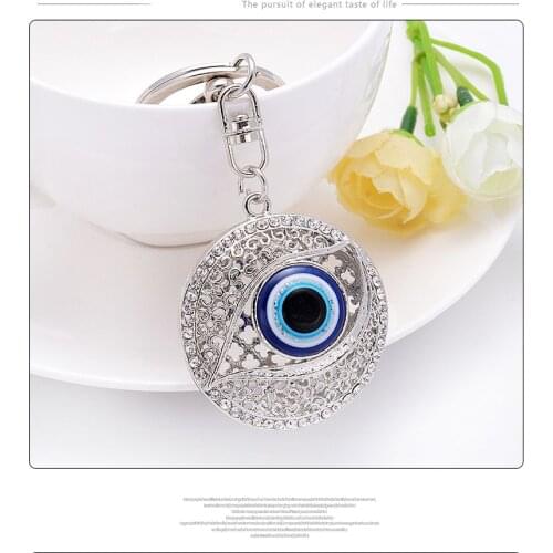 New Evil Eye Keychains Keyring Fashion Rhinestone Animal Metal Key Chain Ring For Women Gift Charms Pendant Jewelry CH720B